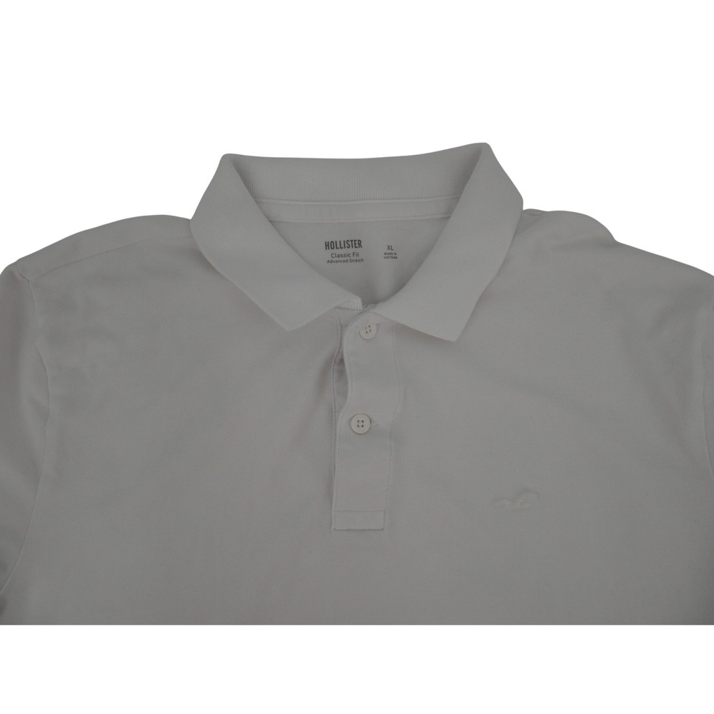 Hollister Polo Shirt XL White Classic Fit Embroidered Logo Short Sleeve VGUC